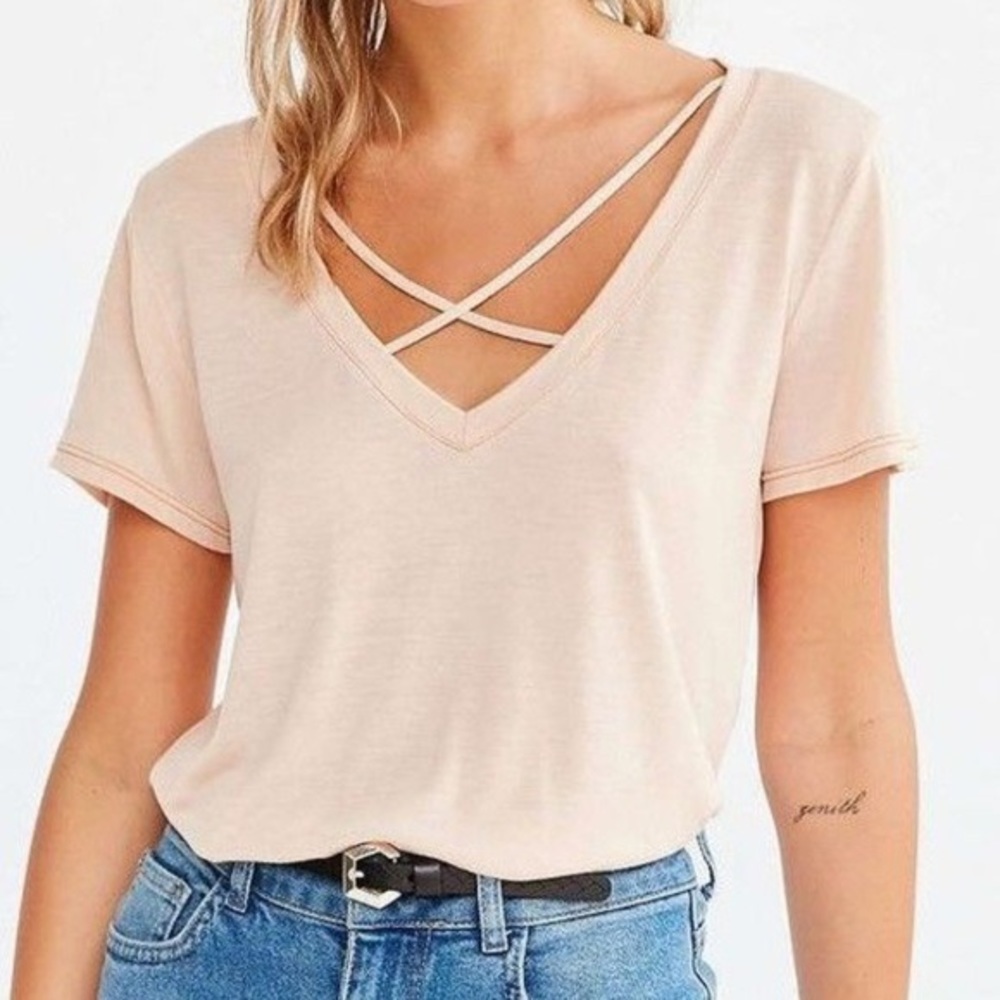 Urban Outfitters V-Neck Criss-Cross Tee